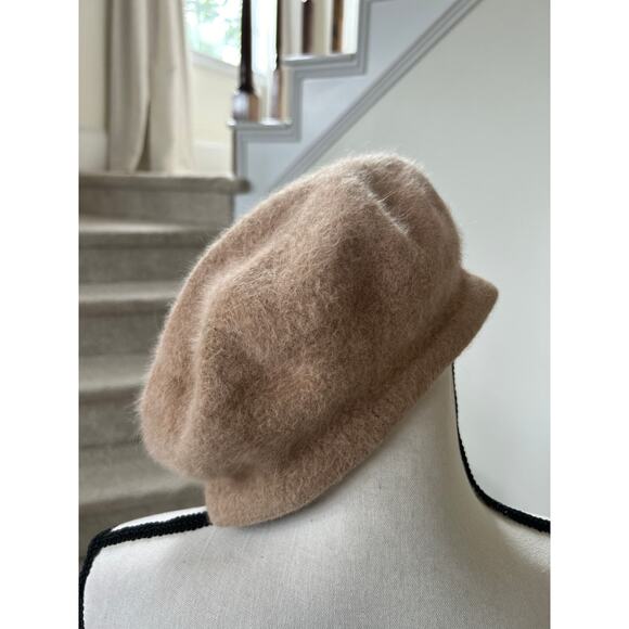 Tan Angora Wool Blend Fuzzy Beret - Picture 3 of 6
